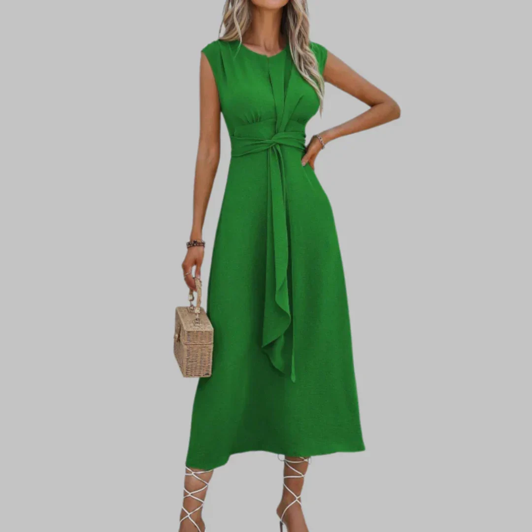 Yasmina | Damen Leichtes Sommerkleid Midi Boho Gürtel