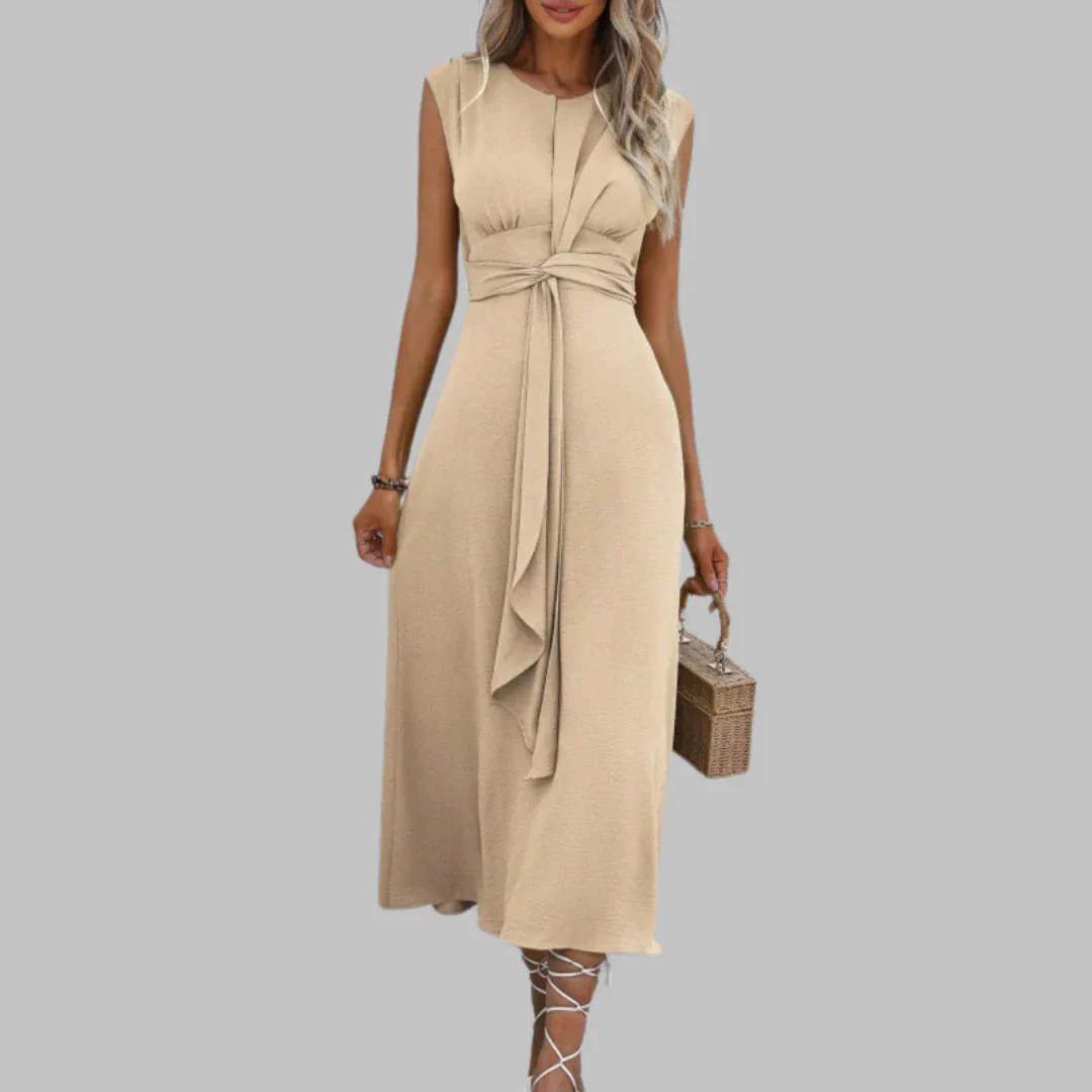 Yasmina | Damen Leichtes Sommerkleid Midi Boho Gürtel