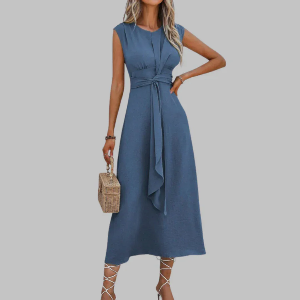 Yasmina | Damen Leichtes Sommerkleid Midi Boho Gürtel