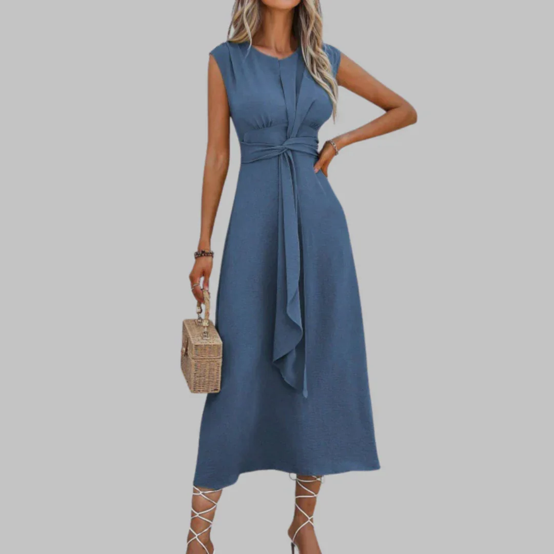 Yasmina | Damen Leichtes Sommerkleid Midi Boho Gürtel