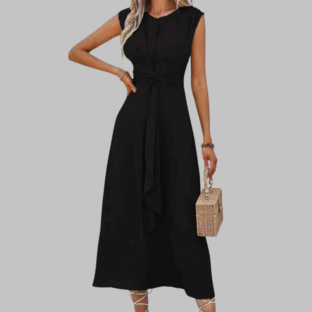 Yasmina | Damen Leichtes Sommerkleid Midi Boho Gürtel
