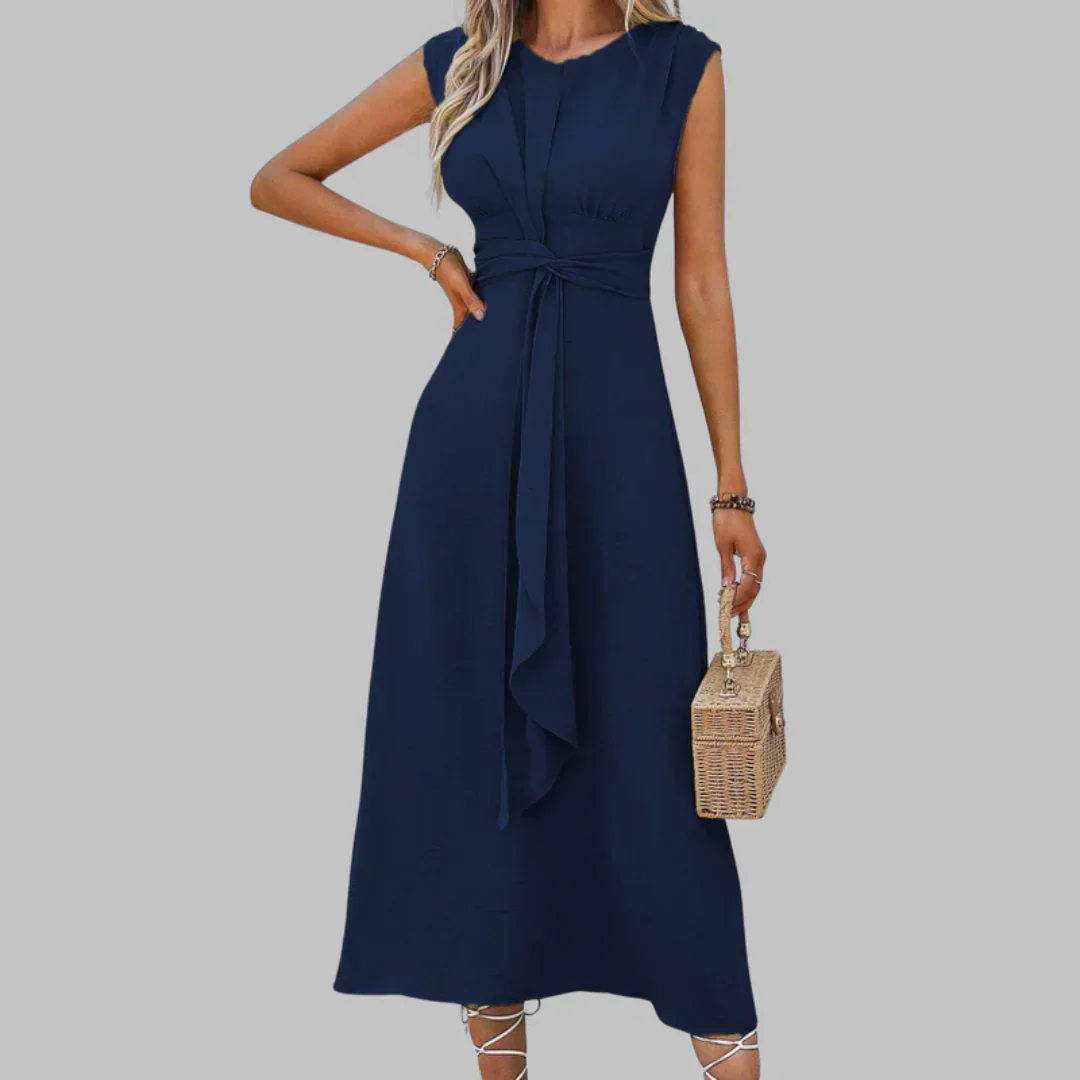 Yasmina | Damen Leichtes Sommerkleid Midi Boho Gürtel