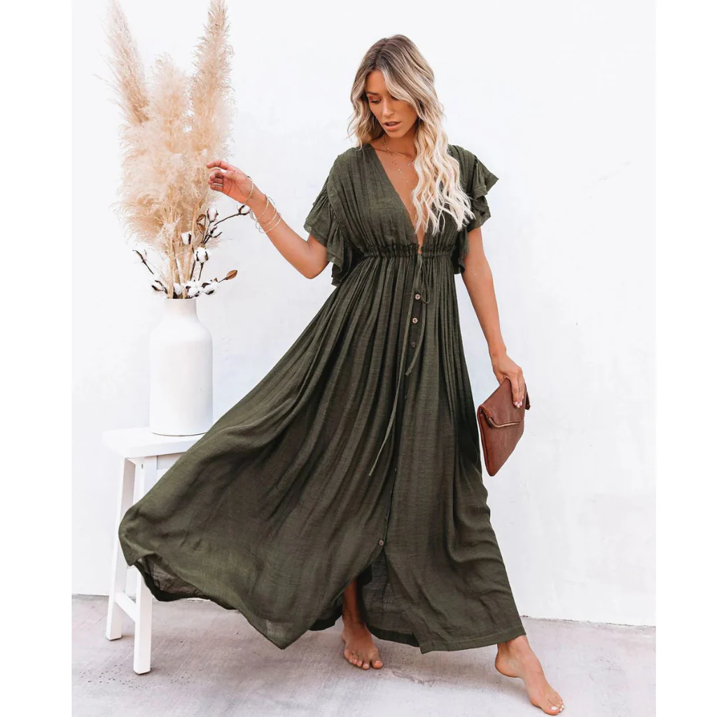 Yelena | Damen Modernes Sommerkleid Maxi Boho Stilvoll