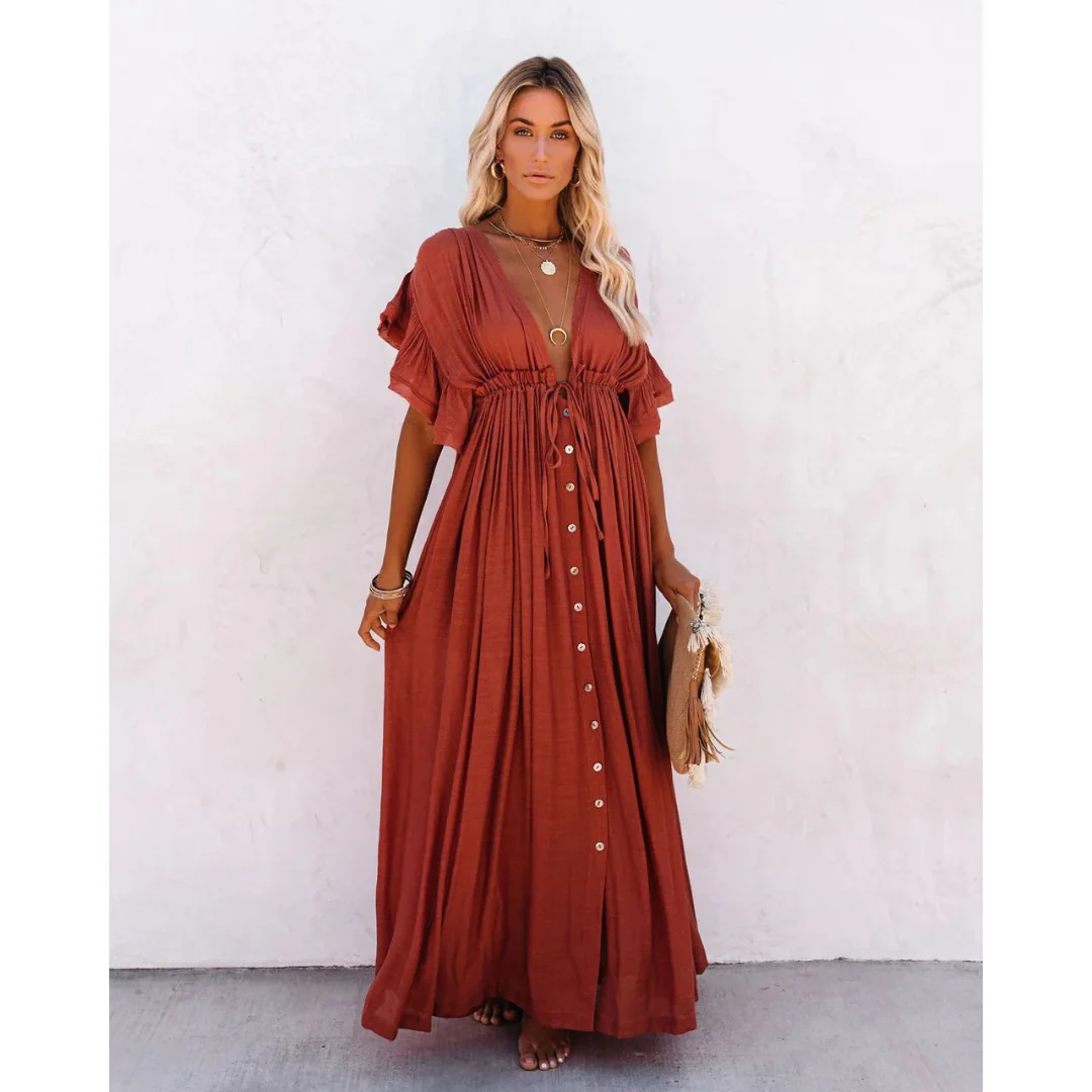 Yelena | Damen Modernes Sommerkleid Maxi Boho Stilvoll