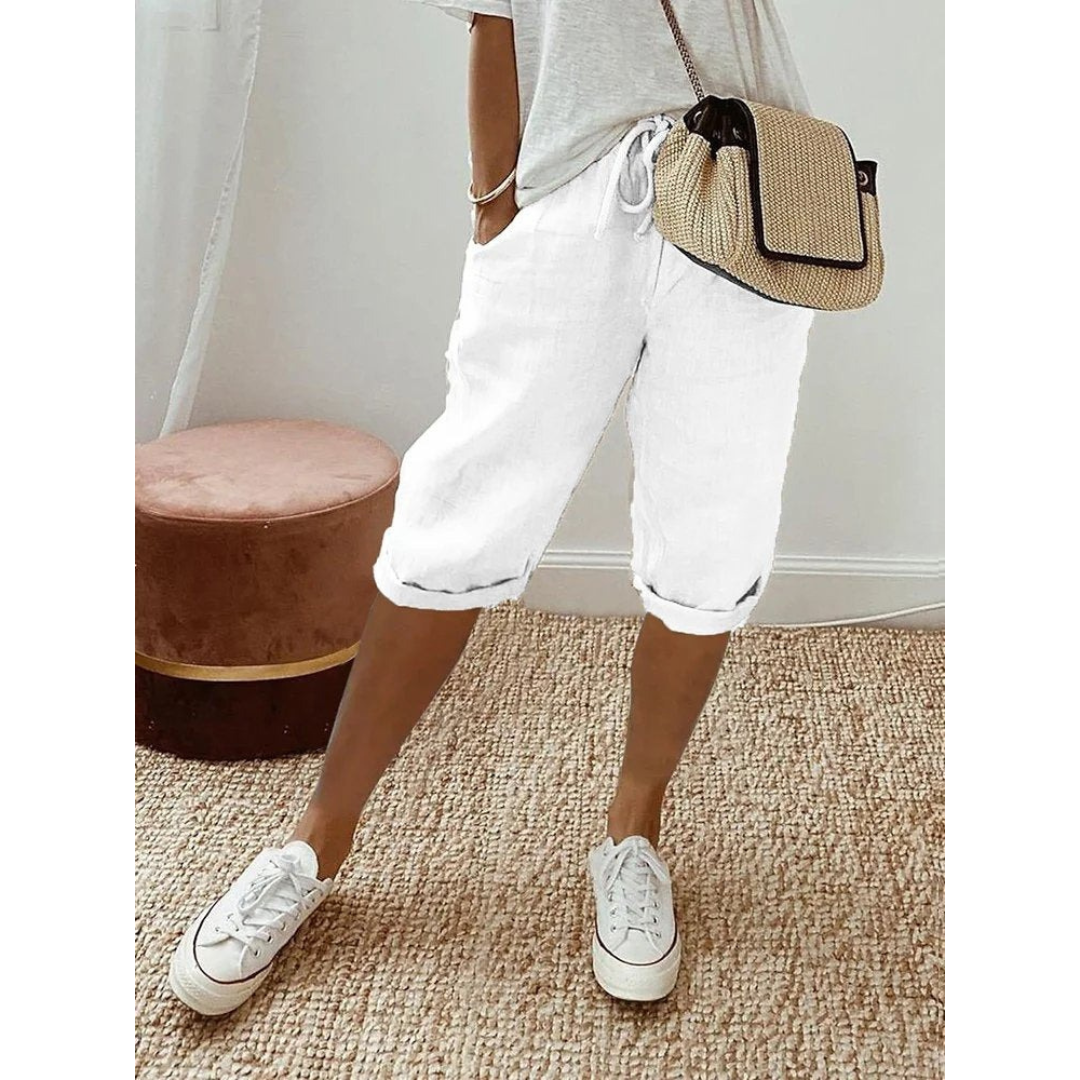 Ylva | Damen Leinen Shorts Mit Kordelzug