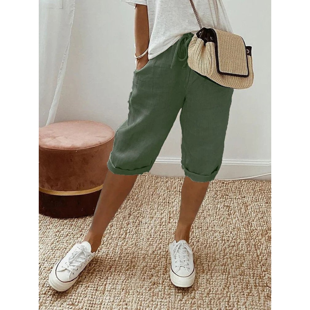 Ylva | Damen Leinen Shorts Mit Kordelzug