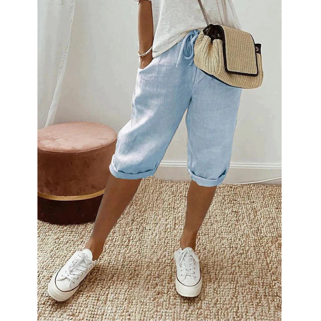 Ylva | Damen Leinen Shorts Mit Kordelzug