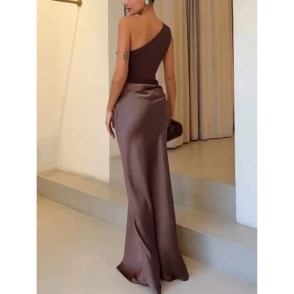 Ylva | Damen Maxi Kleid Für Hochzeitsgast Ein Schulter Stil