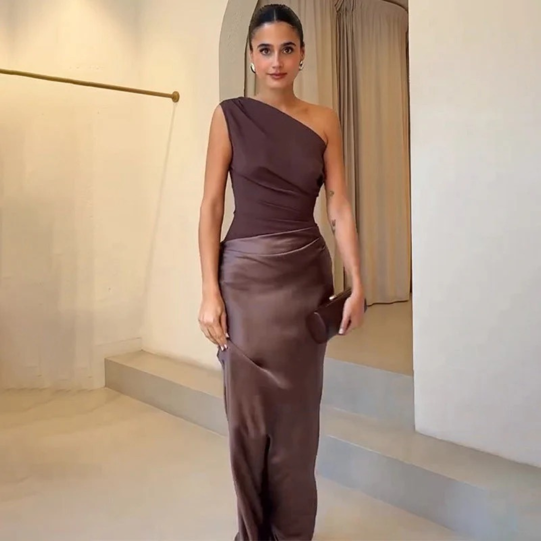 Ylva | Damen Maxi Kleid Für Hochzeitsgast Ein Schulter Stil