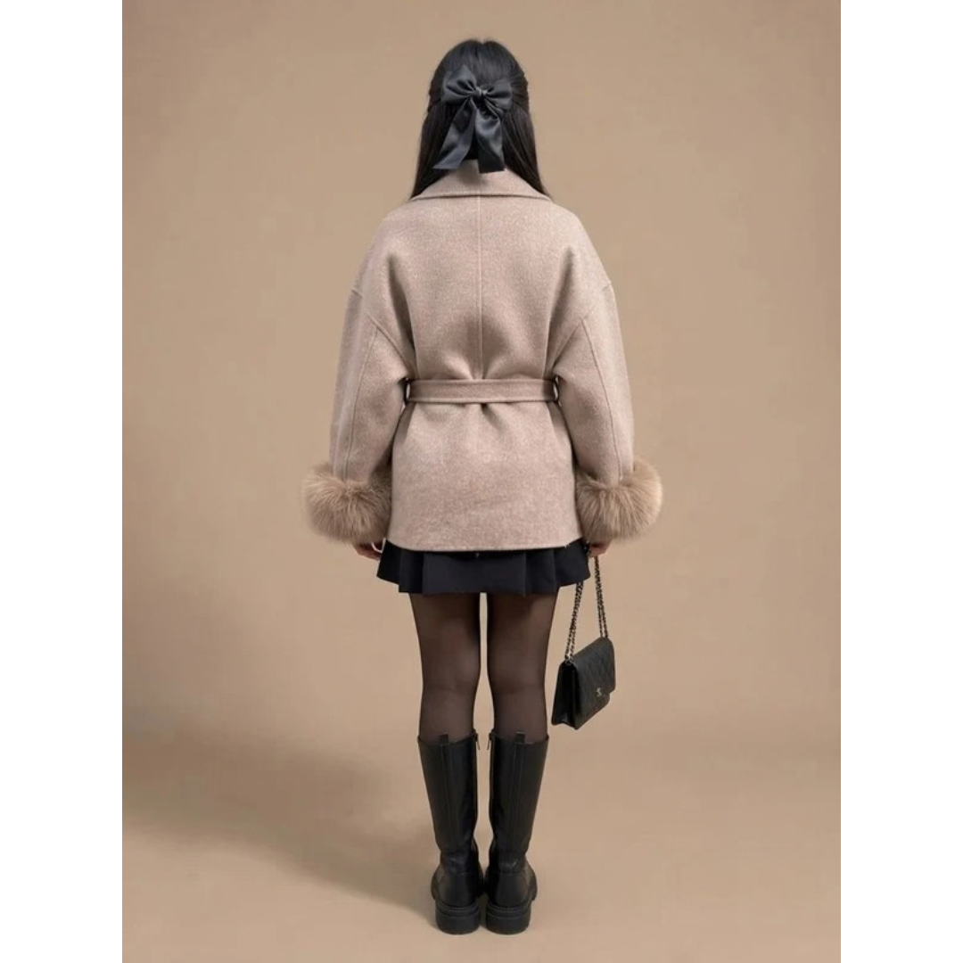 Yvonne | Damen Winterjacke mit Gürtel und Fell Design