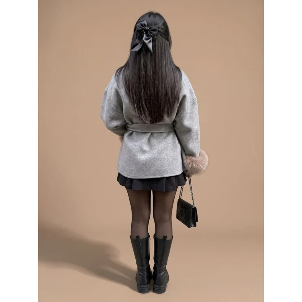 Yvonne | Damen Winterjacke mit Gürtel und Fell Design