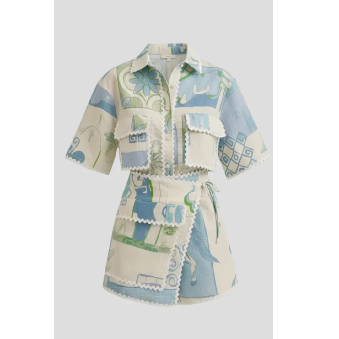 Heidi | Damen Zweiteiler Mit Shorts Und Patchwork Für Sommer