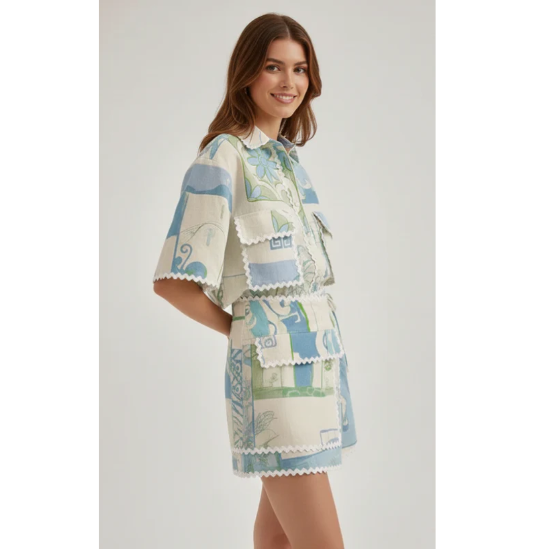 Heidi | Damen Zweiteiler Mit Shorts Und Patchwork Für Sommer