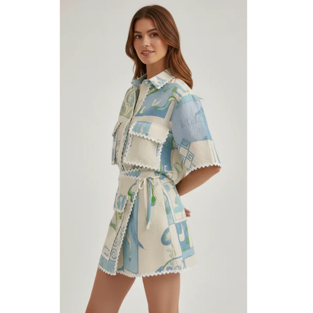 Heidi | Damen Zweiteiler Mit Shorts Und Patchwork Für Sommer