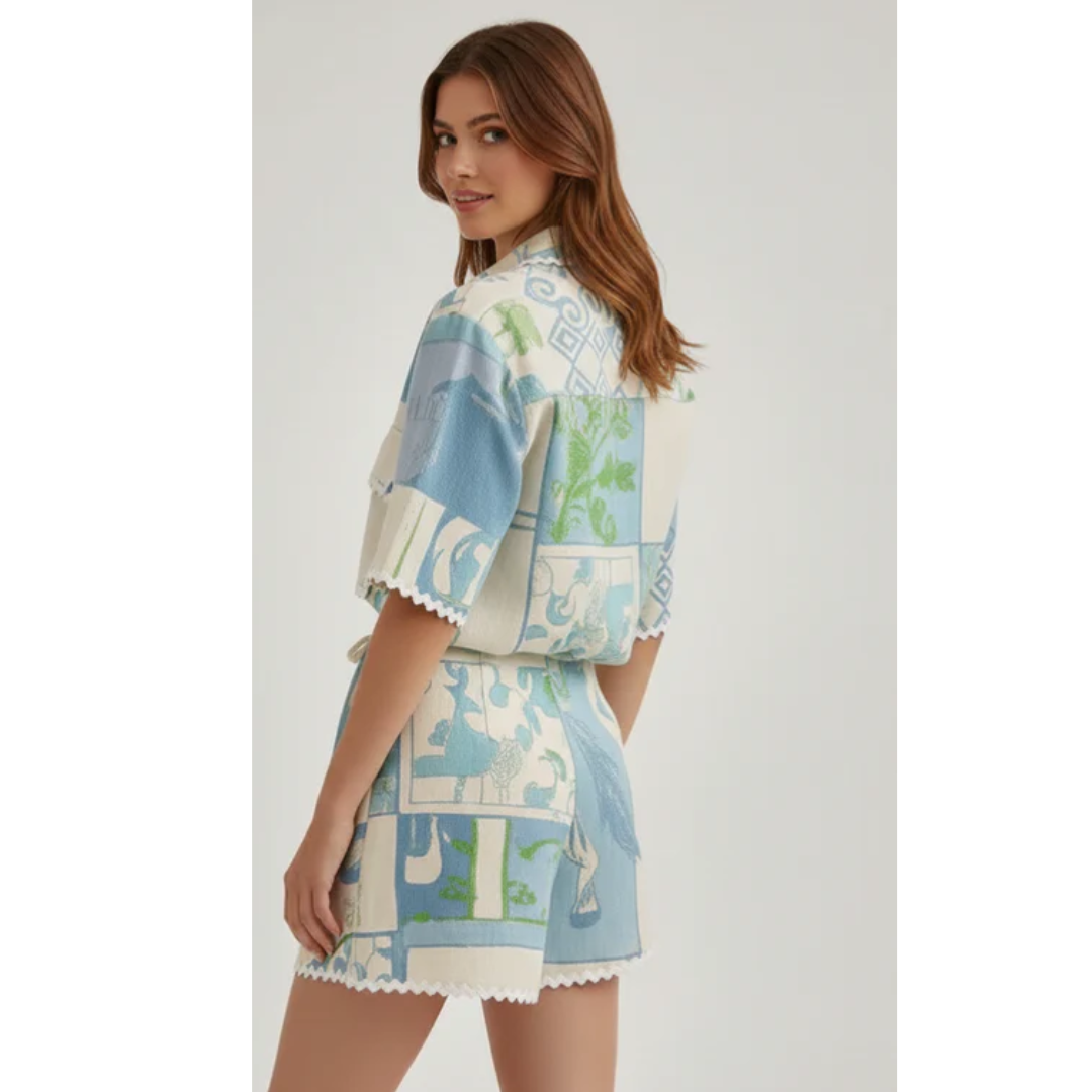 Heidi | Damen Zweiteiler Mit Shorts Und Patchwork Für Sommer