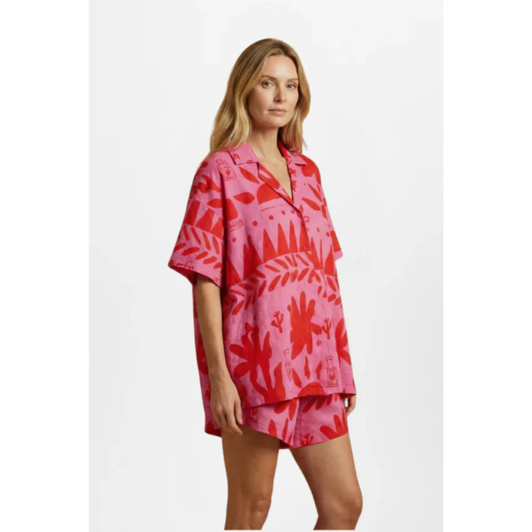 Zara | Damen Zweiteiler Mit rosa Shorts Und Print Für Party
