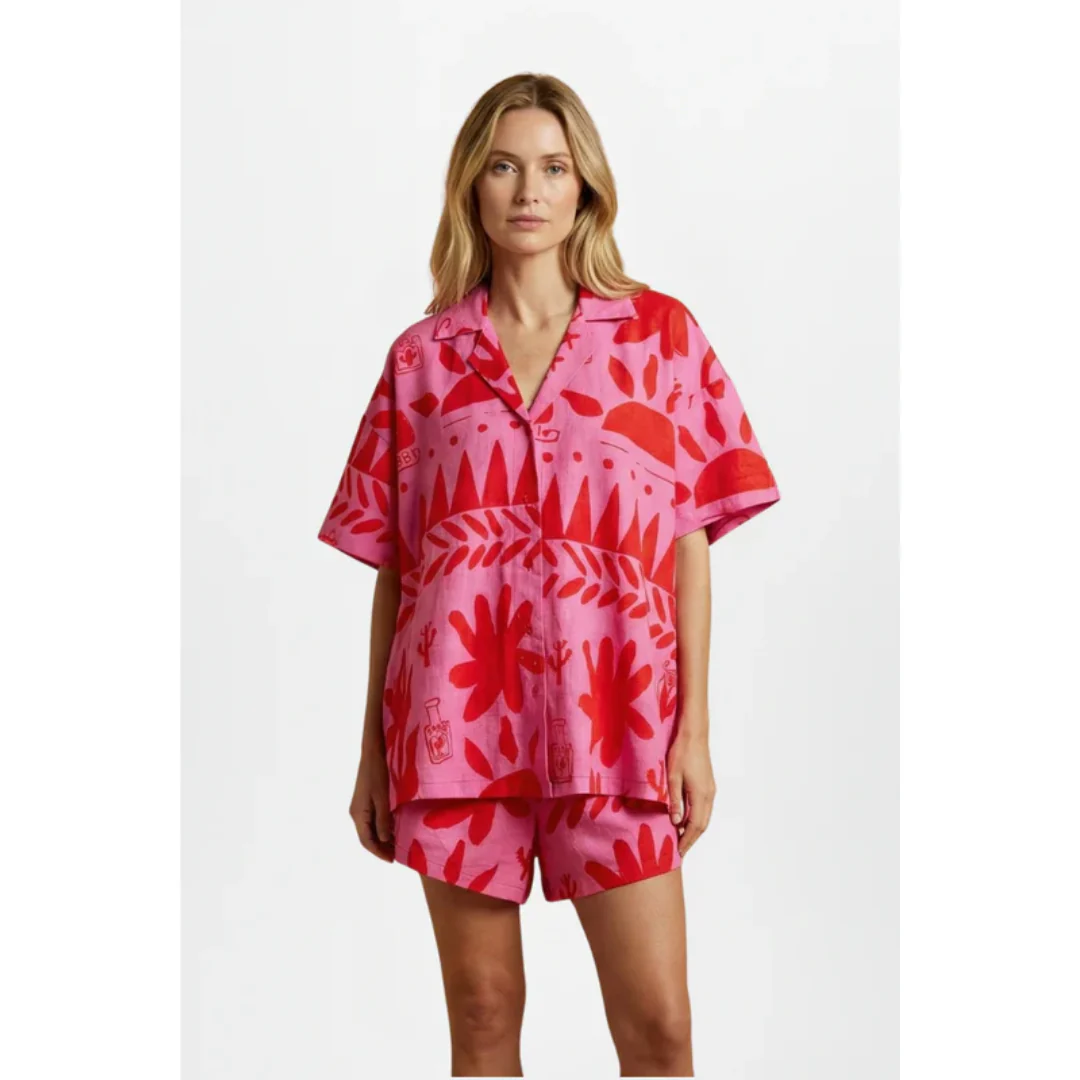 Zara | Damen Zweiteiler Mit rosa Shorts Und Print Für Party