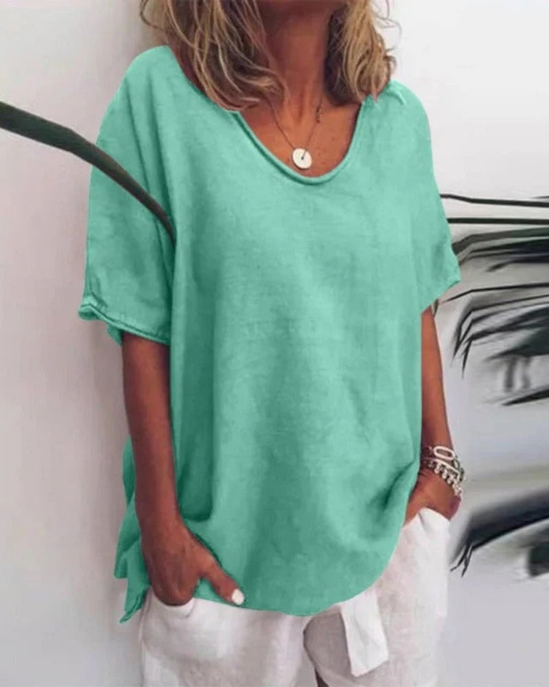Kurzarm Bluse für Damen | Lockerer Schnitt