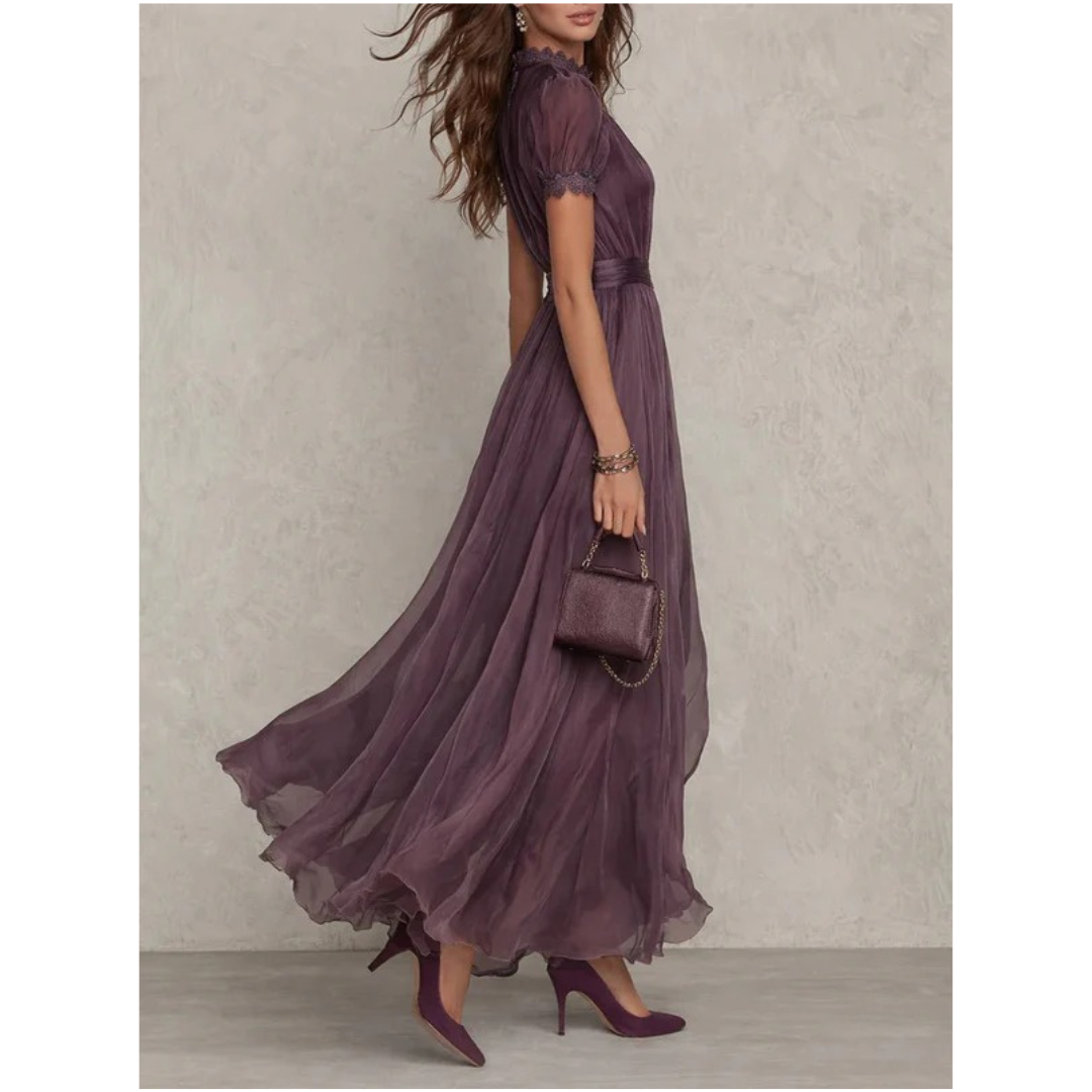 Zelda | Damen Lila Boho Maxikleid
