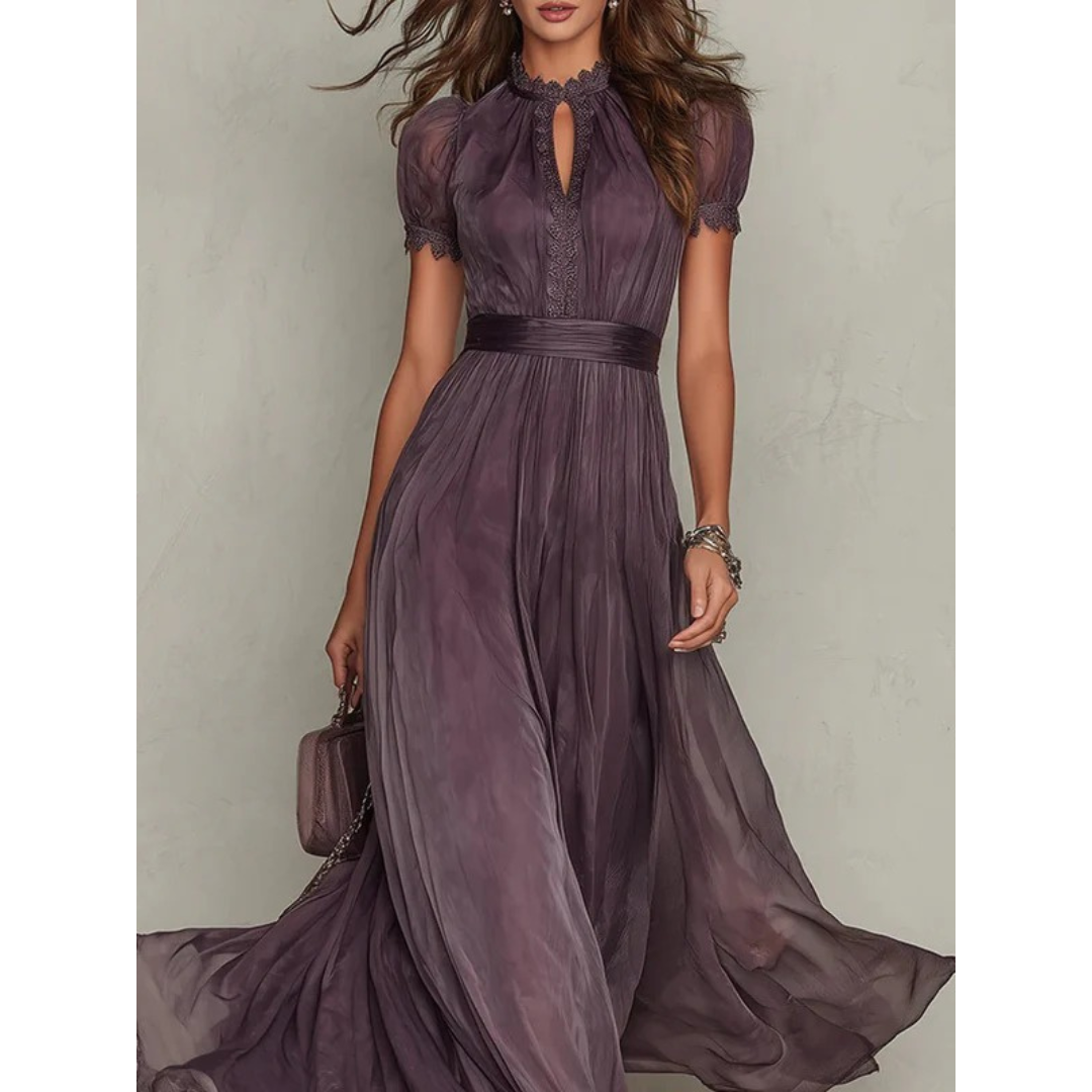 Zelda | Damen Lila Boho Maxikleid