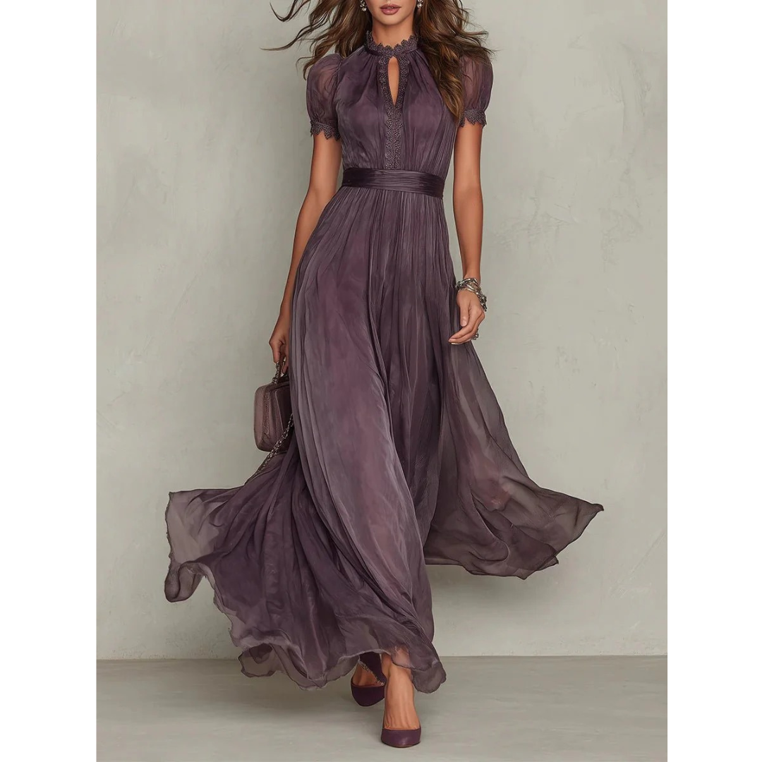 Zelda | Damen Lila Boho Maxikleid
