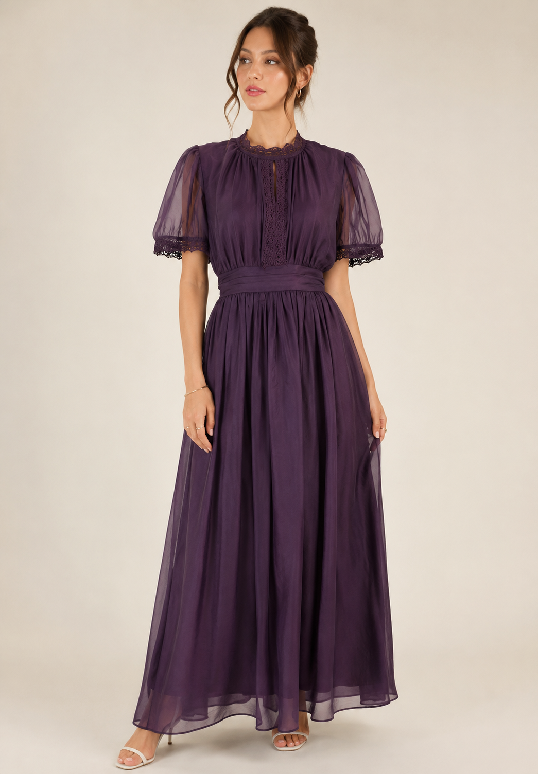 Zelda | Damen Lila Boho Maxikleid