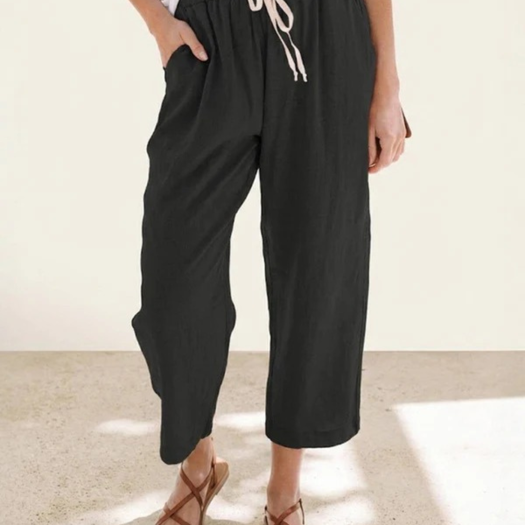 Zilan | Bequeme Damen Hose schmal Kordelzug modern