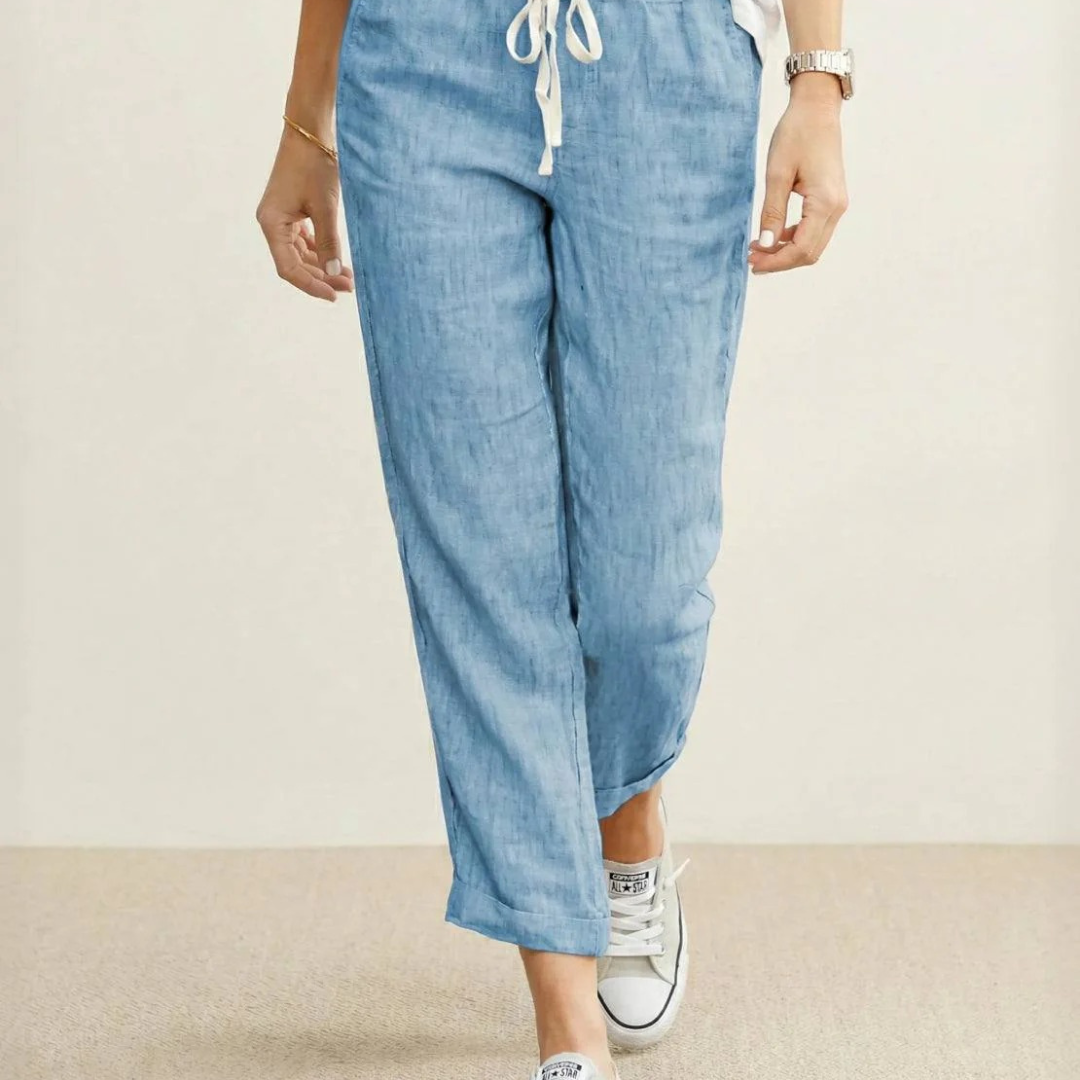 Zilan | Bequeme Damen Hose schmal Kordelzug modern