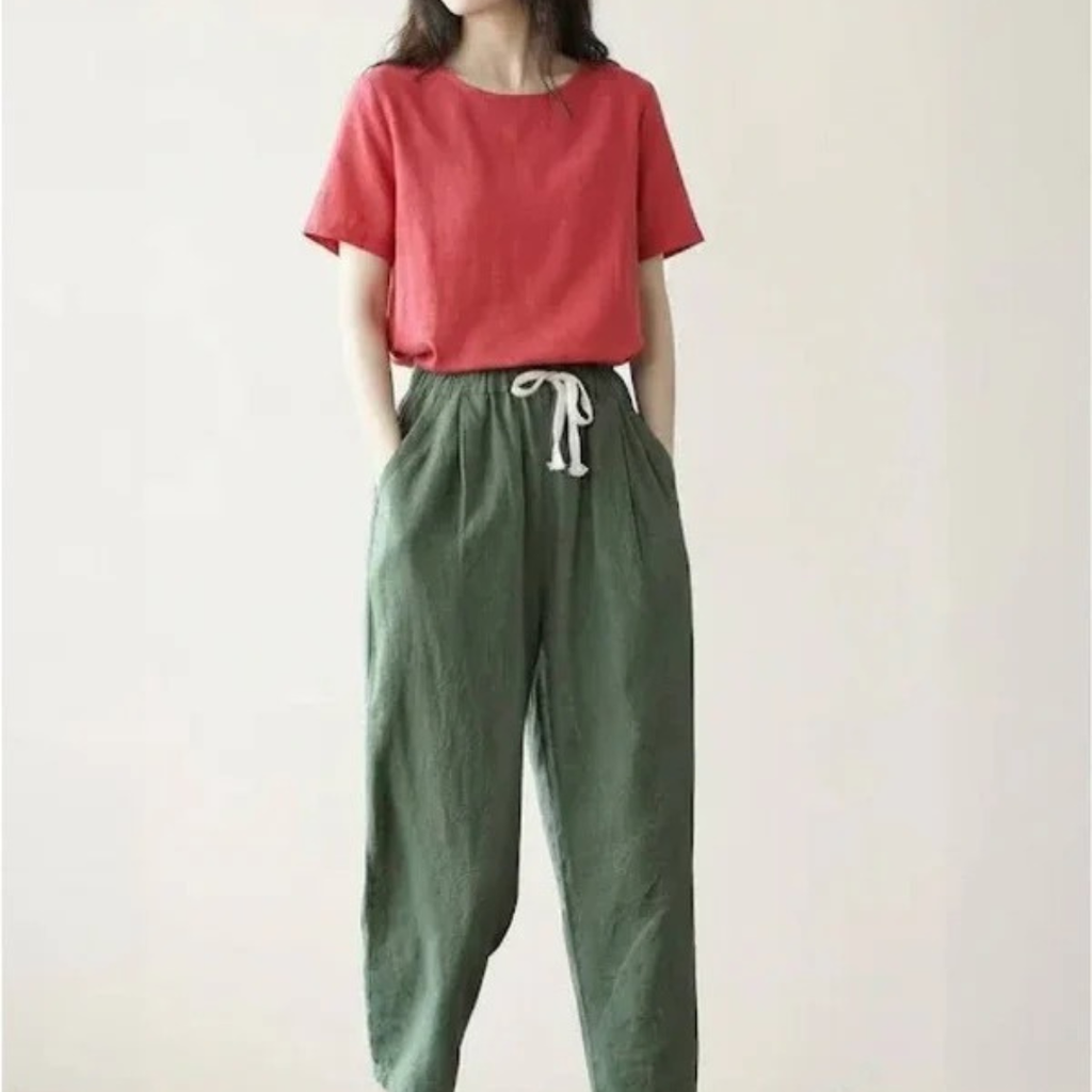 Zilan | Bequeme Damen Hose schmal Kordelzug modern