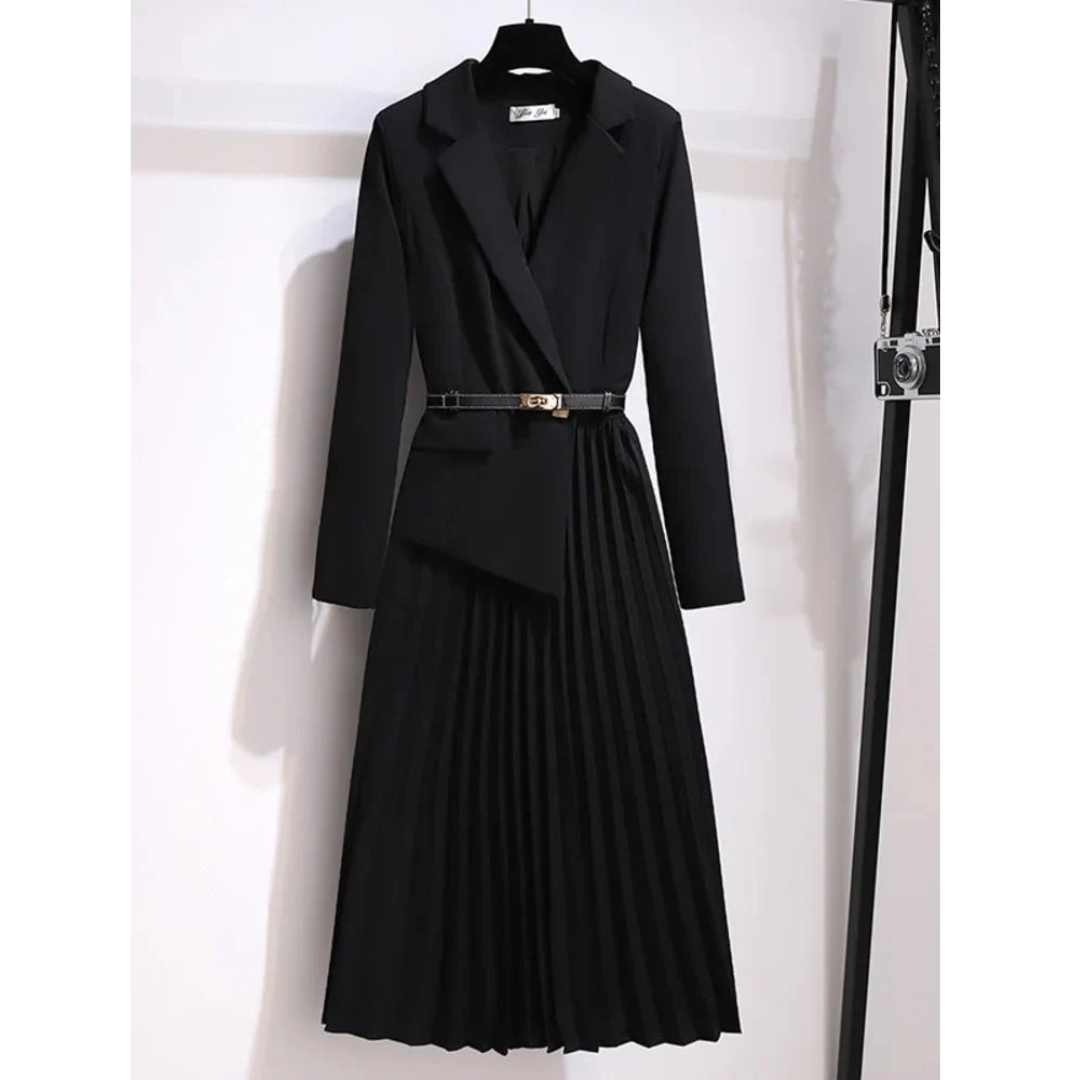 Zinnia | Damen Elegante Midikleid Mit Plissee