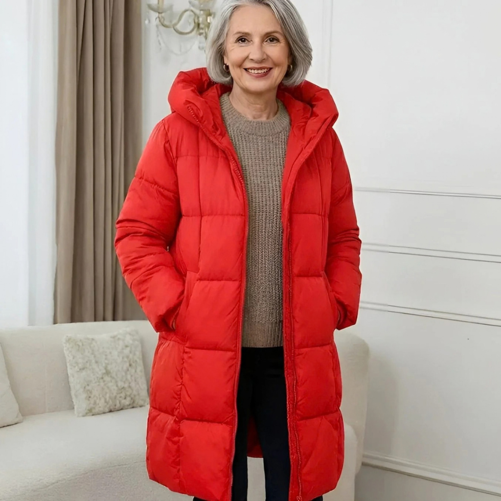 Zora | Damen Lange Winterjacke mit Kapuze