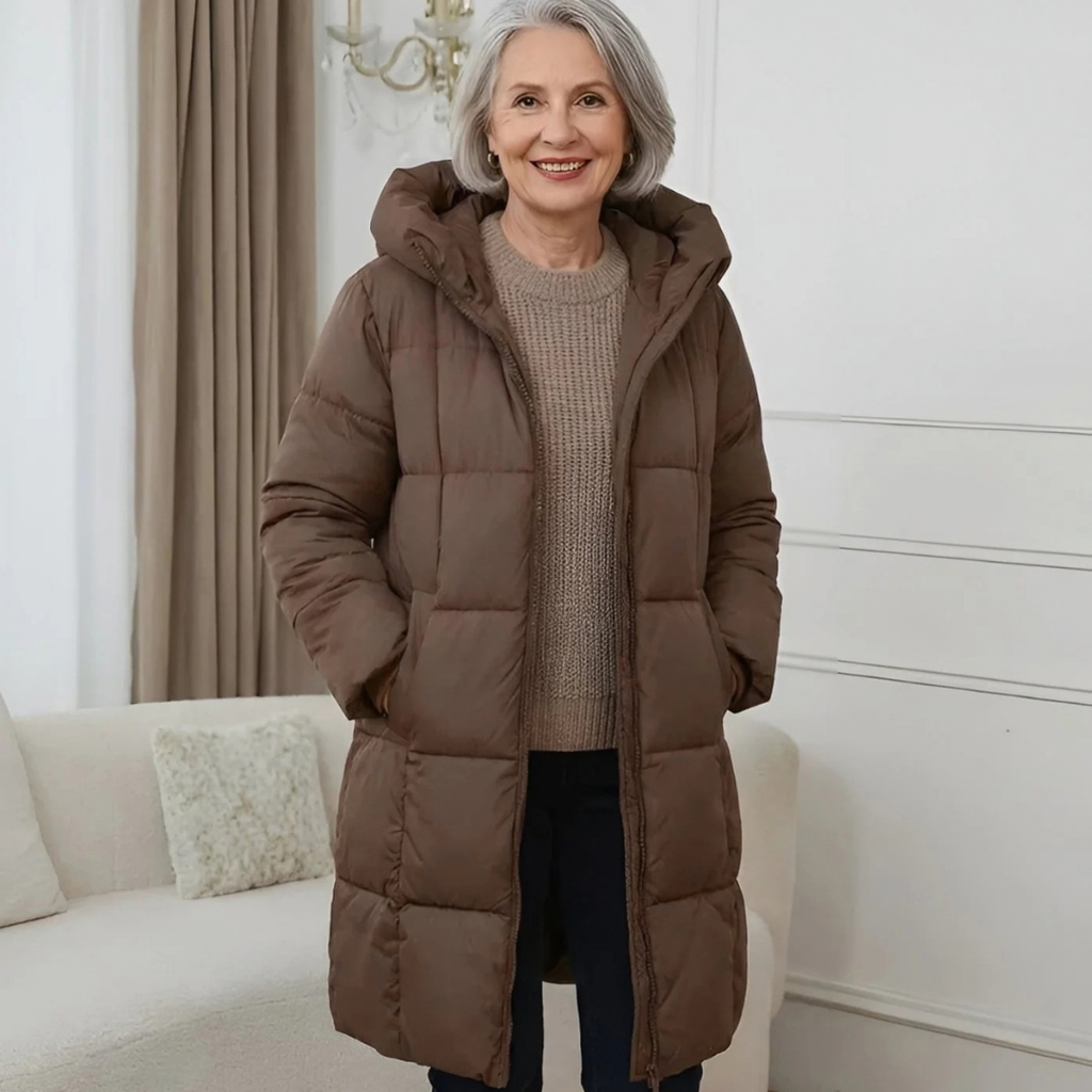 Zora | Damen Lange Winterjacke mit Kapuze
