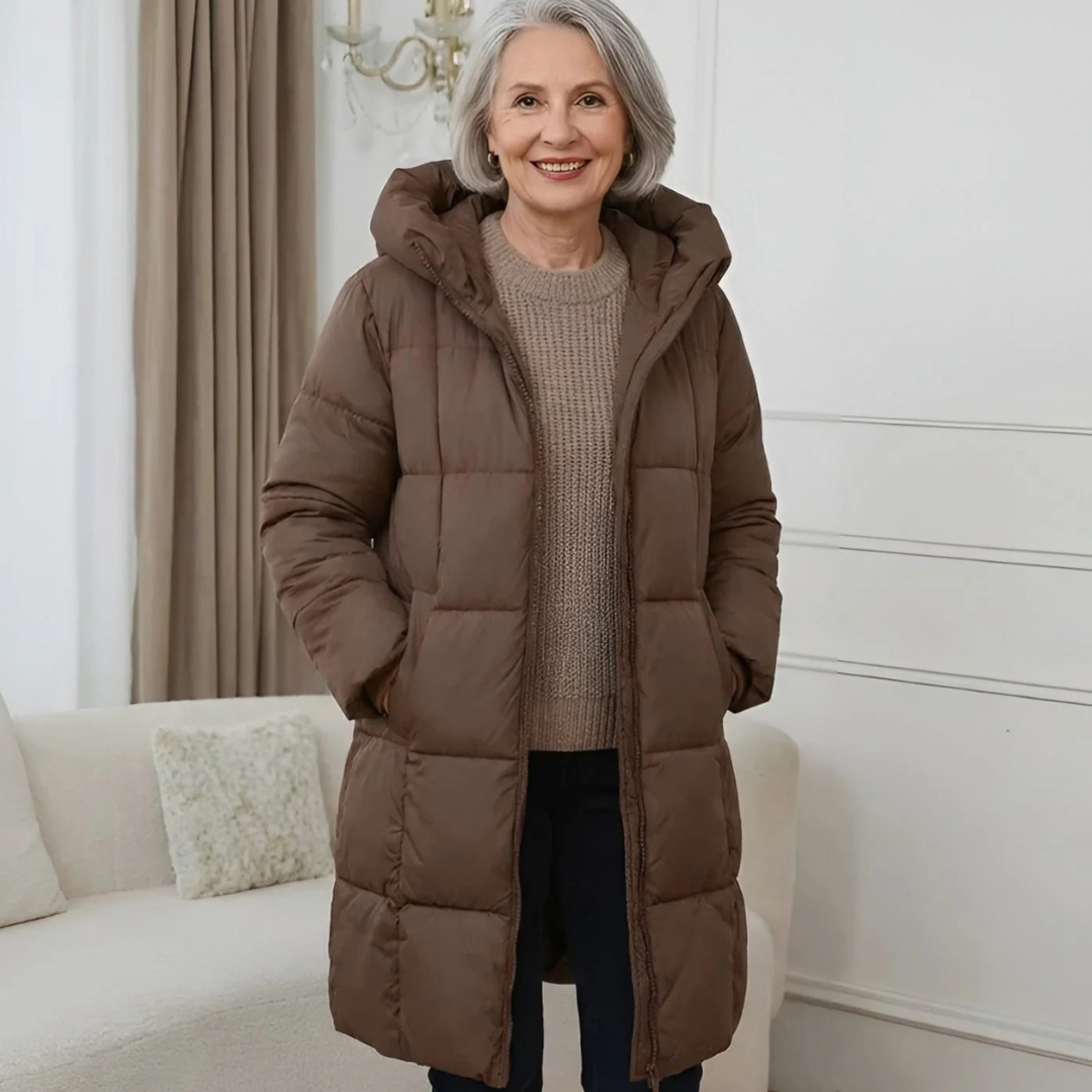 Zora | Damen Lange Winterjacke mit Kapuze