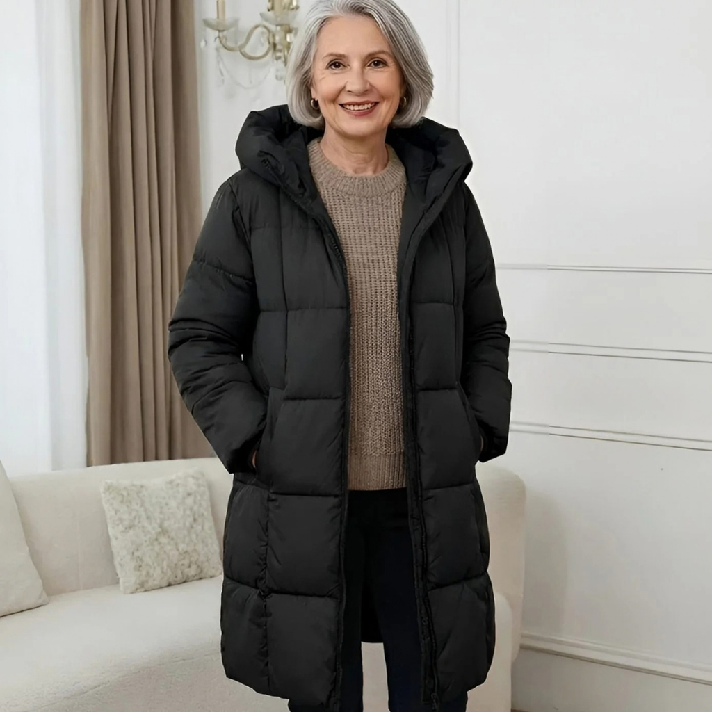 Zora | Damen Lange Winterjacke mit Kapuze