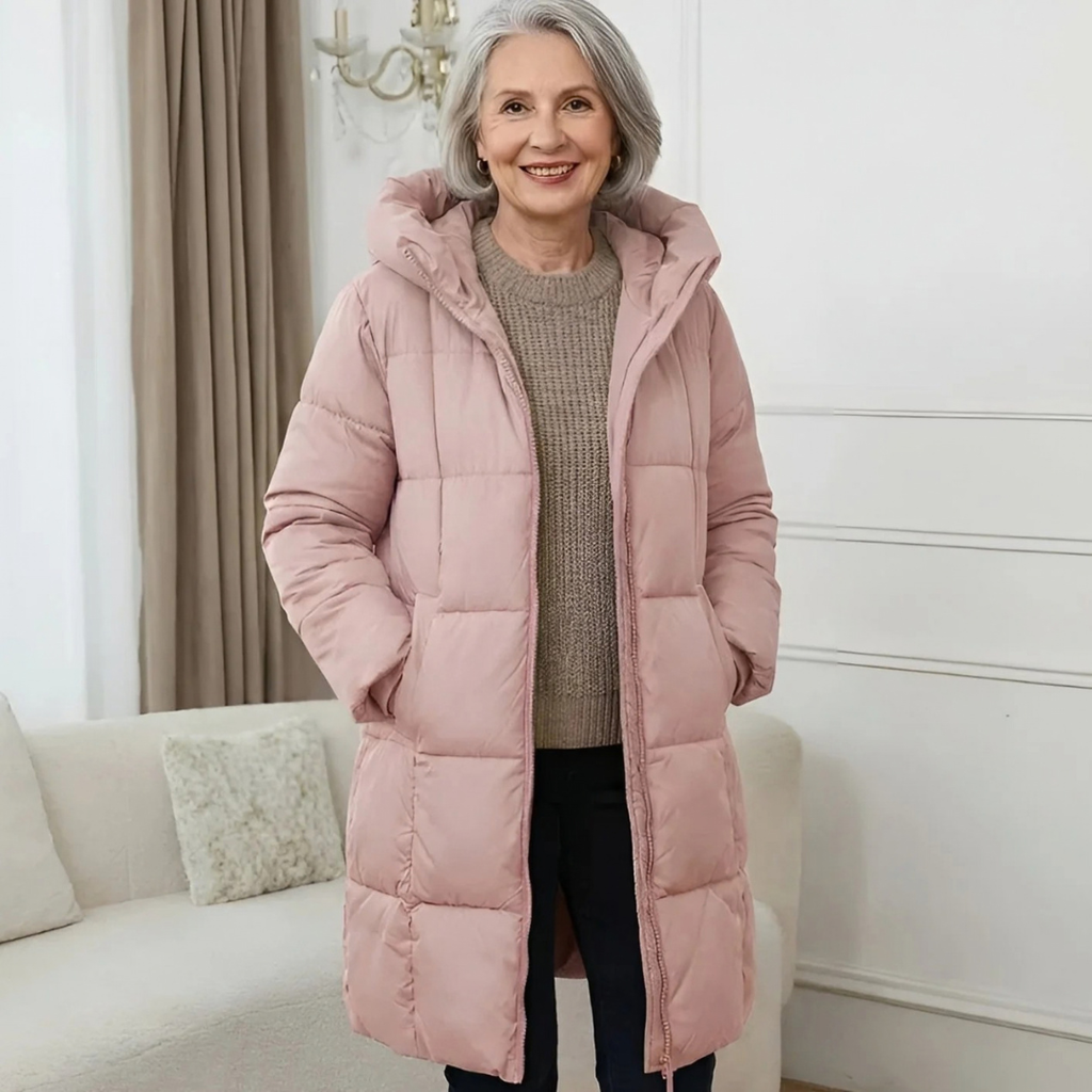 Zora | Damen Lange Winterjacke mit Kapuze