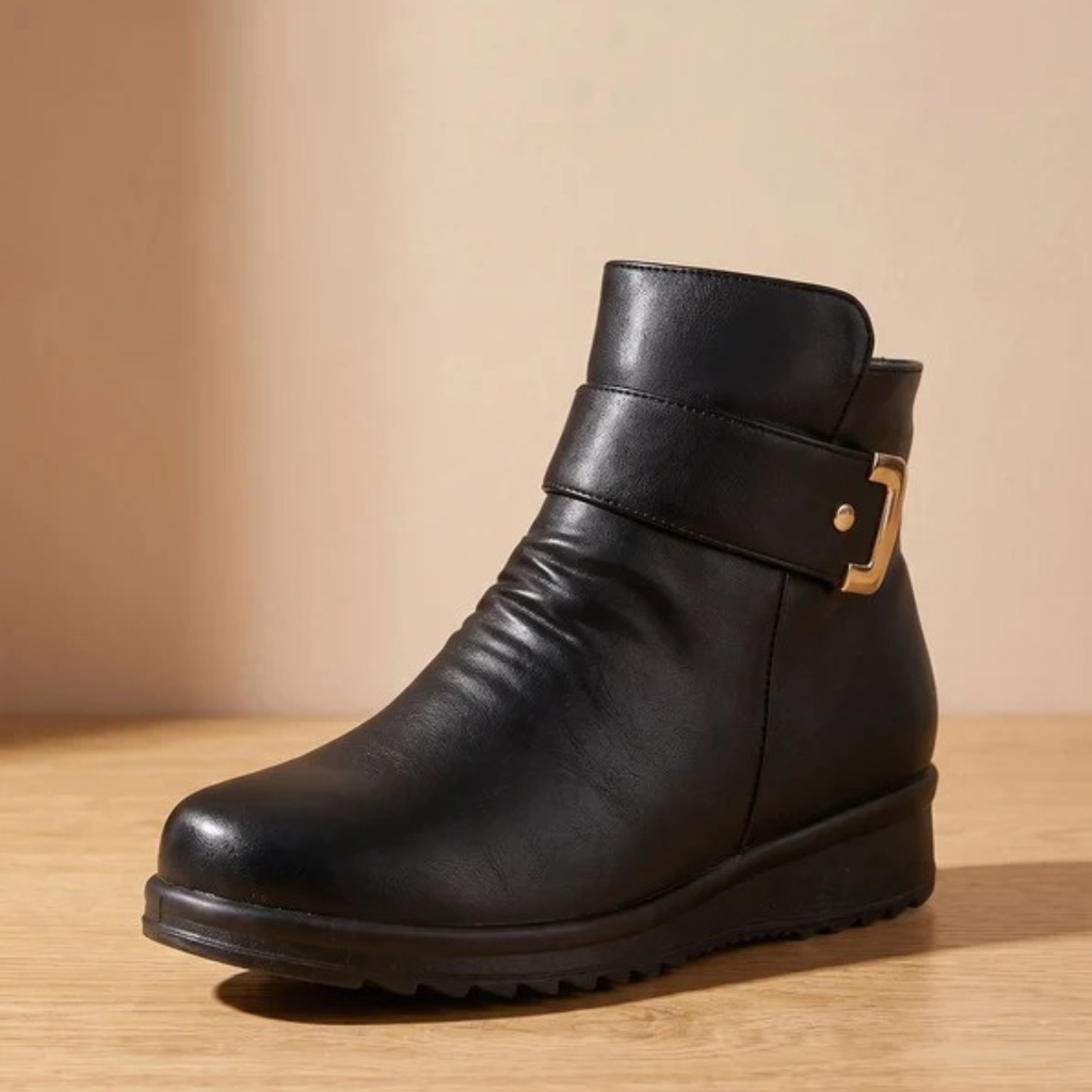 Zoya | Damen Schwarze Orthopädische Stiefeletten mit Wärme und Komfort