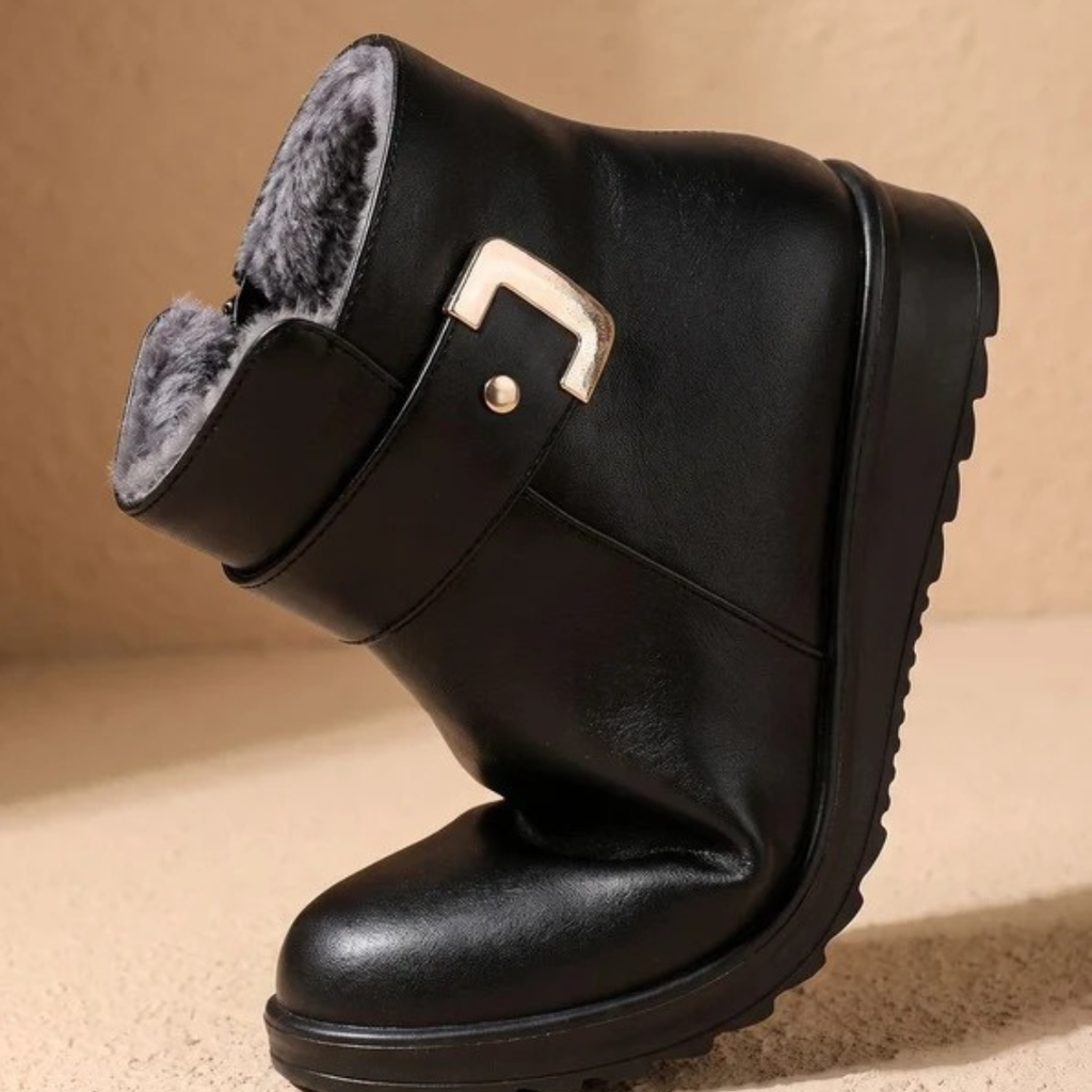 Zoya | Damen Schwarze Orthopädische Stiefeletten mit Wärme und Komfort