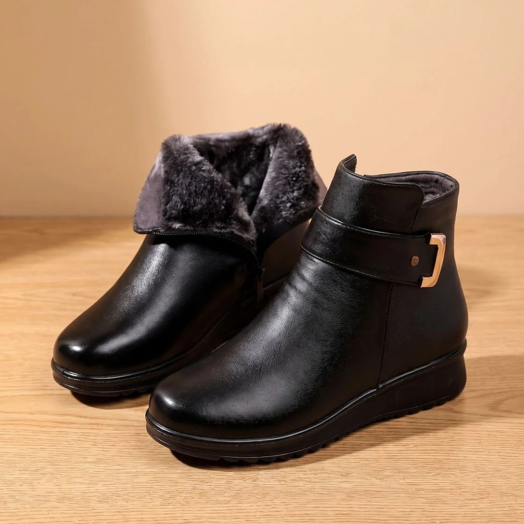 Zoya | Damen Schwarze Orthopädische Stiefeletten mit Wärme und Komfort