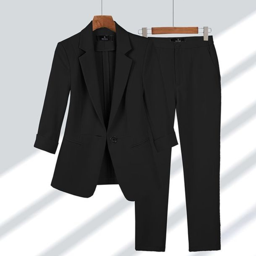 Zweiteiliges Outfit mit Ein-Knopf-Blazer – Slim-Fit-Sets für Damen