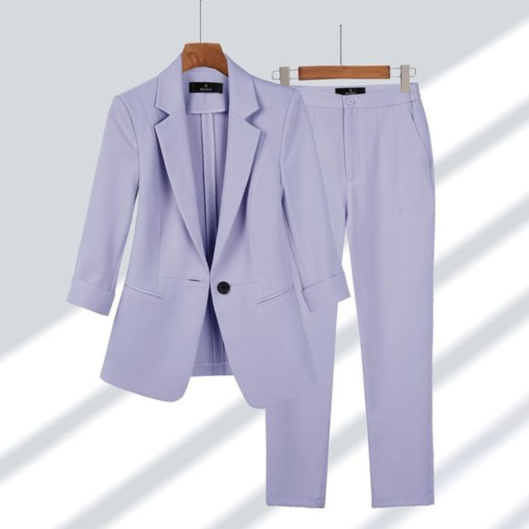 Zweiteiliges Outfit mit Ein-Knopf-Blazer – Slim-Fit-Sets für Damen