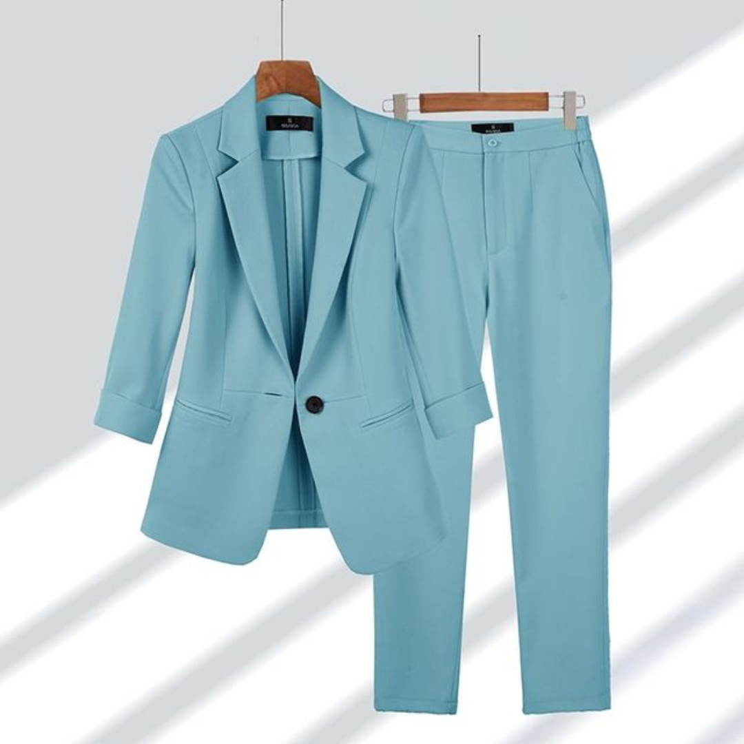 Zweiteiliges Outfit mit Ein-Knopf-Blazer – Slim-Fit-Sets für Damen